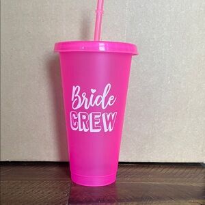 Pink Bride Crew Tumbler with Straw